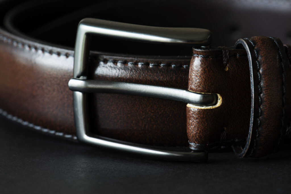 Close up of a leather belt