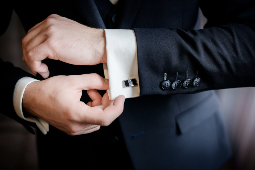 Detail of a tailored suit cuff